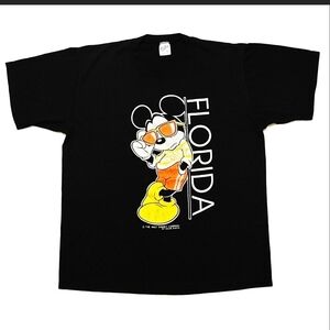 Vtg 80s Disney Mickey Mouse Florida T-Shirt Velva Sheen Made in USA Large
